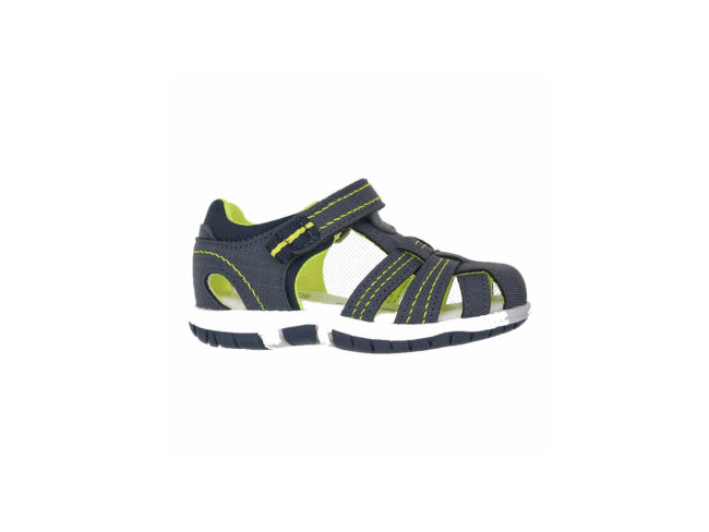 chicco sandalia cerrada azul y amarillo