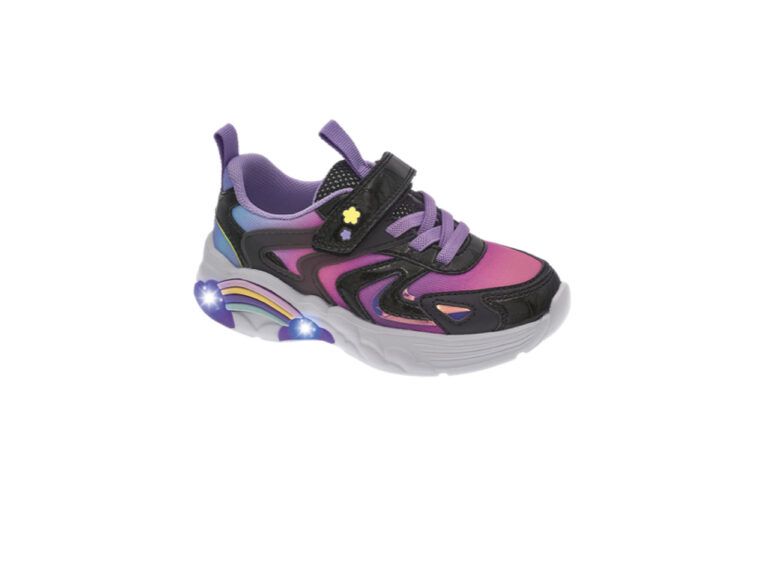 deportivas luces negra y lila chicco