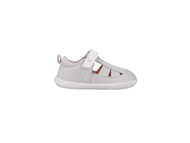 garvalin lona baby sandalia cerrada gris y rosa