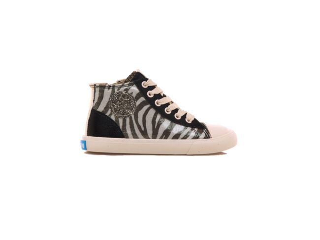 botín animal print cebra estilo converse junior