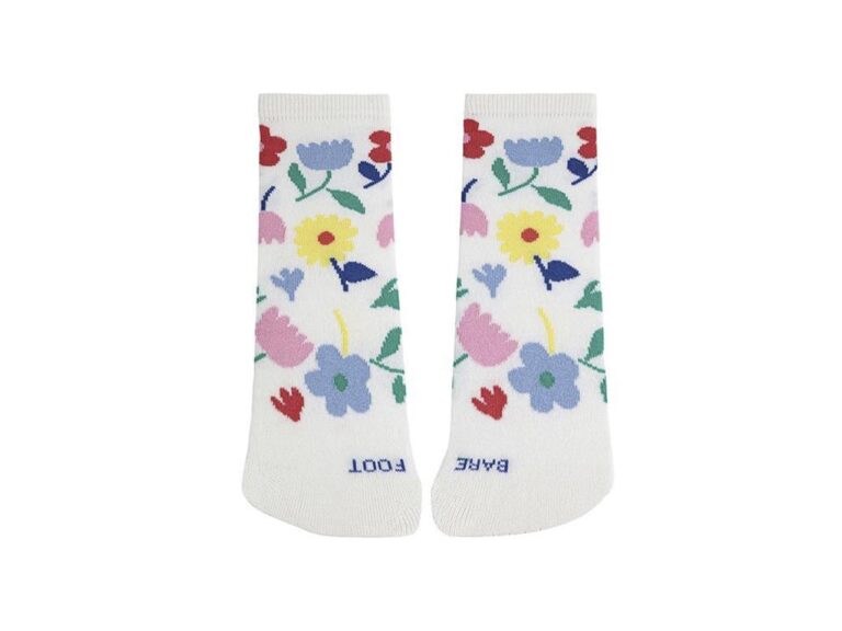 calcetines barefoot condor blanco con flores caletines barefoot blancos con flores colores