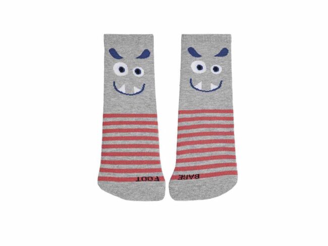 calcetines barefoot grisses con monstruo condor