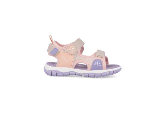 sandalias abiertas doble velcro rosa junior