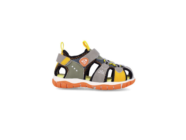 sandalia cerrada beige naranja y amarillo Junior Garvalín
