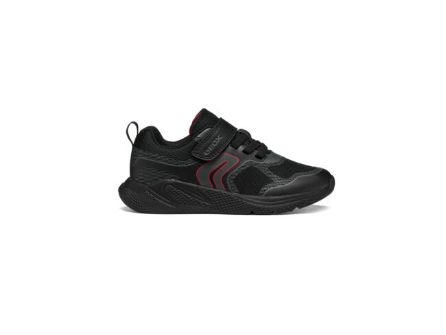 geox deportiva negra y rojo junior
