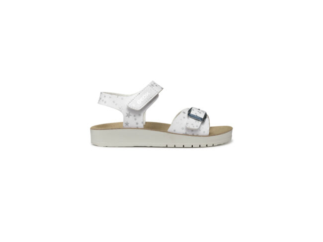 geox sandalia abierta blanca con plata