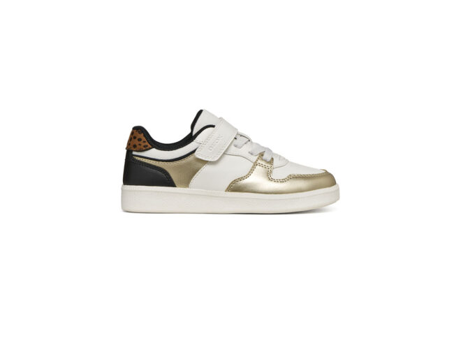 geox zapatilla blanca y dorado animal print niña junior