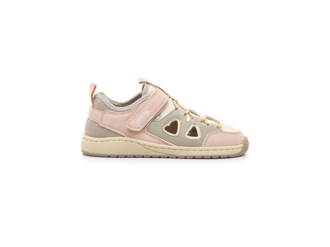 sandalias cerradas junior beige y rosa mustang